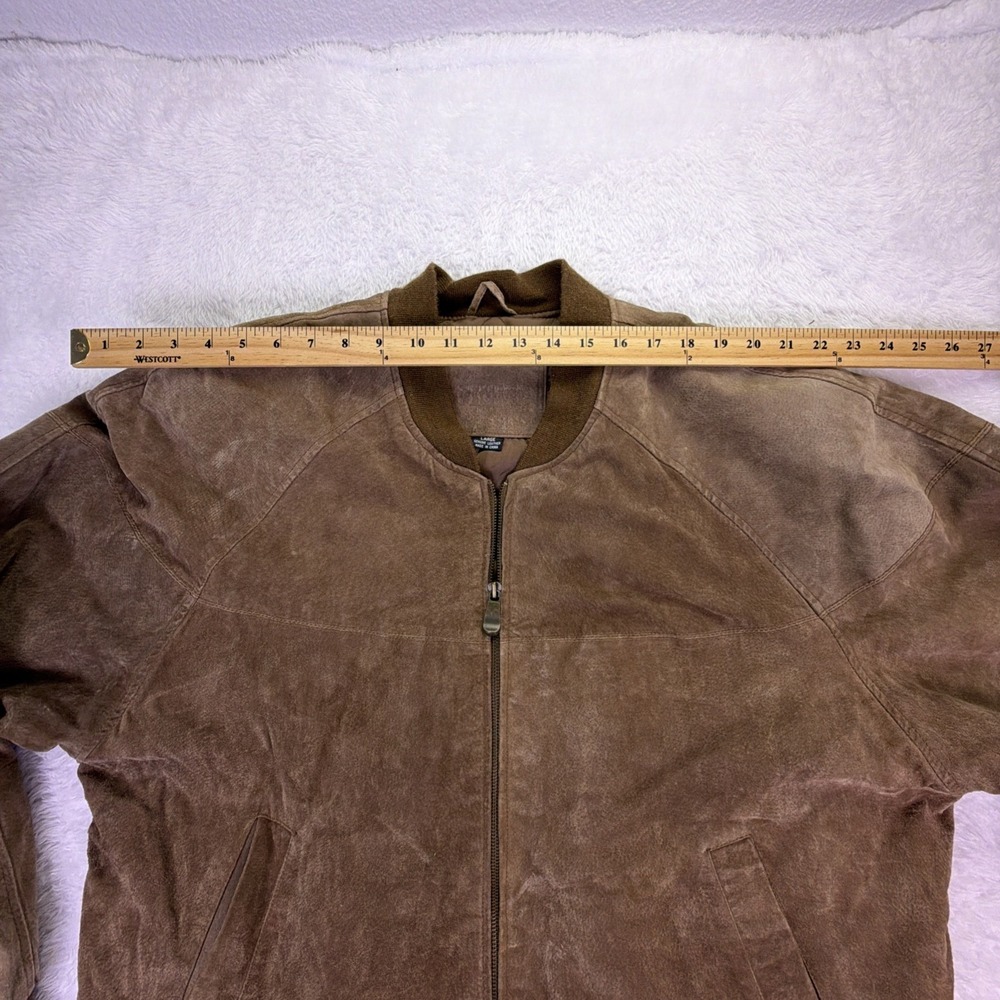VTG Knights Bridge Brown Suede Leather Bomber Jacket Mens L Quilted Liner 90s - Picture 6 of 10